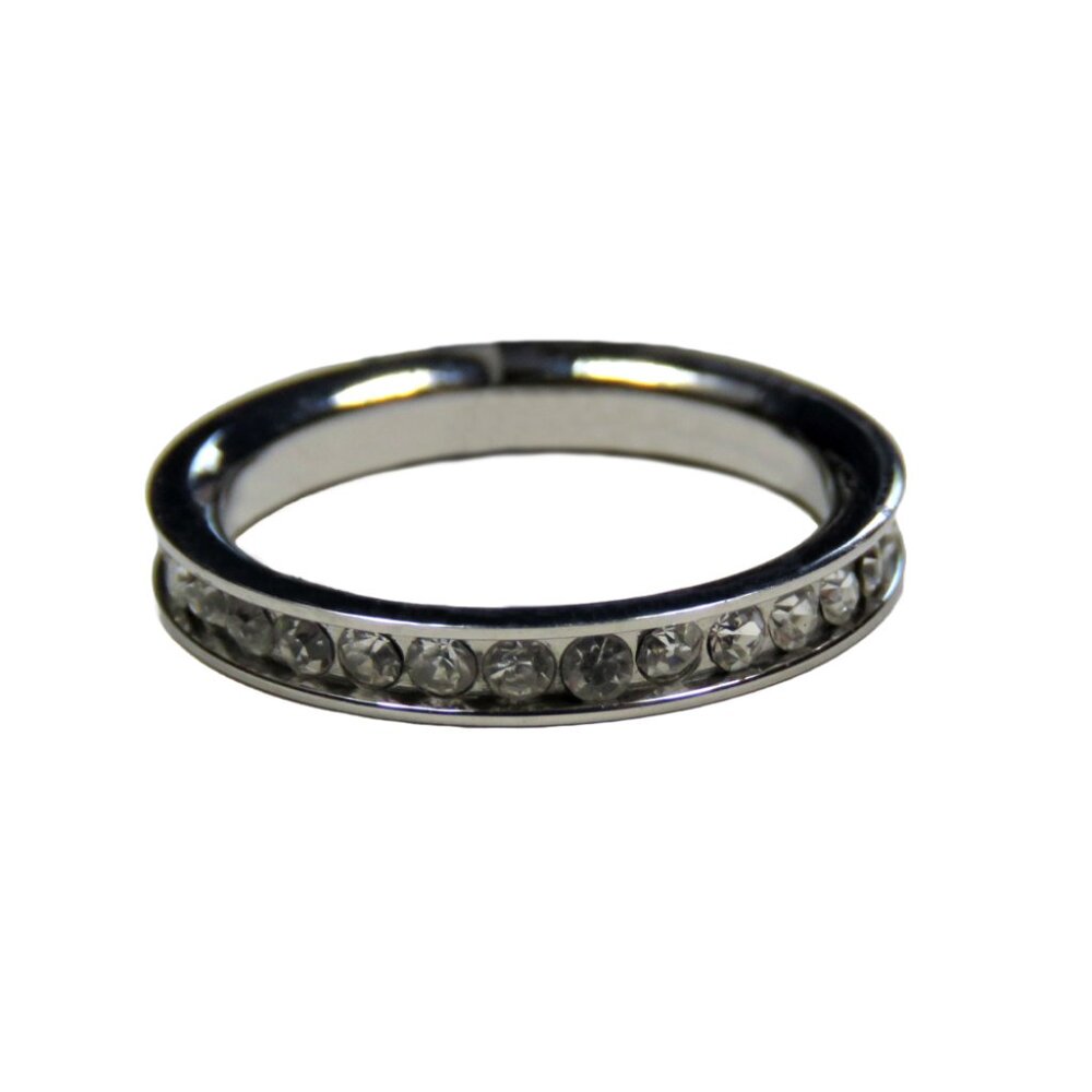 Inox Women's Polished Stainless Steel Ring with Cubic Zirconia